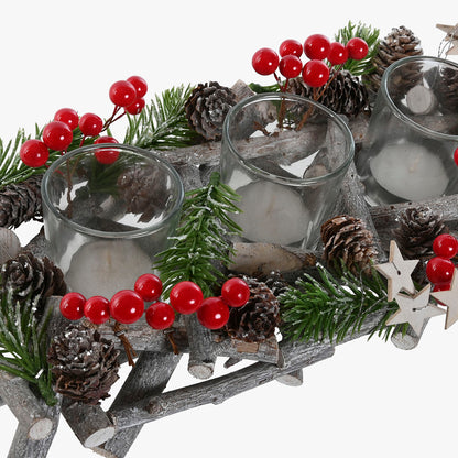 ALPINE Holly Candle Holder 30cm