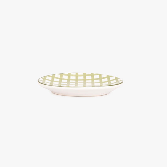 Green striped round soap dish VICHY