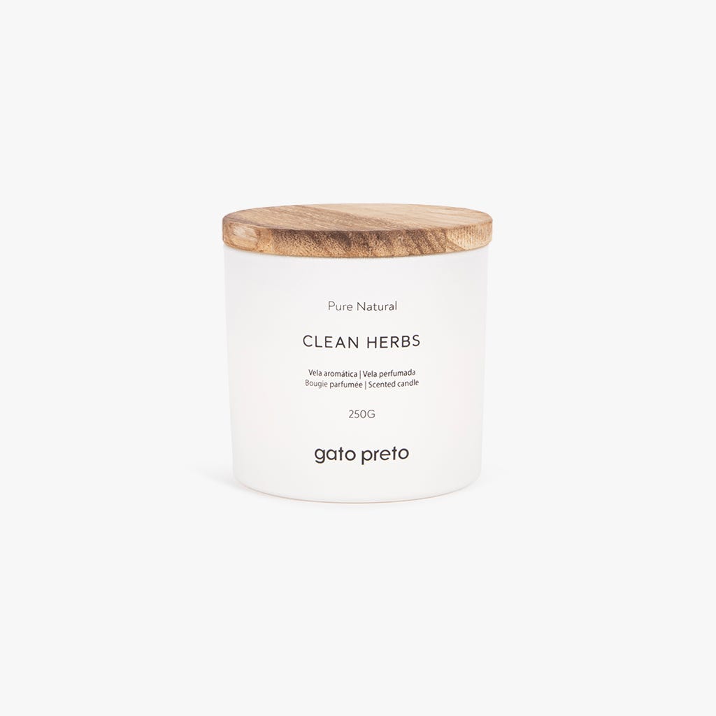 Vela Perfumada em Copo de Vidro Clean Herbs 250g PURE NATURAL