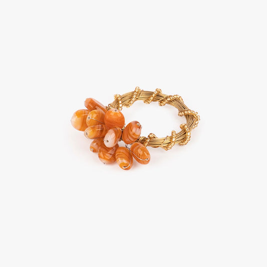Round glass napkin ring orange FLUTE