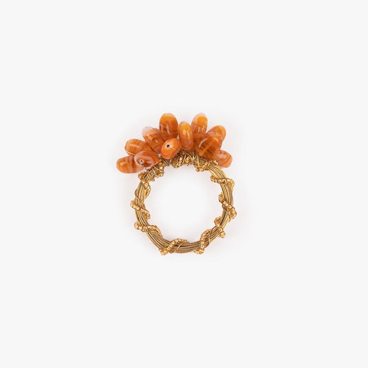 Round glass napkin ring orange FLUTE