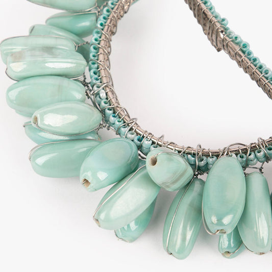 Light blue glass napkin ring DROP