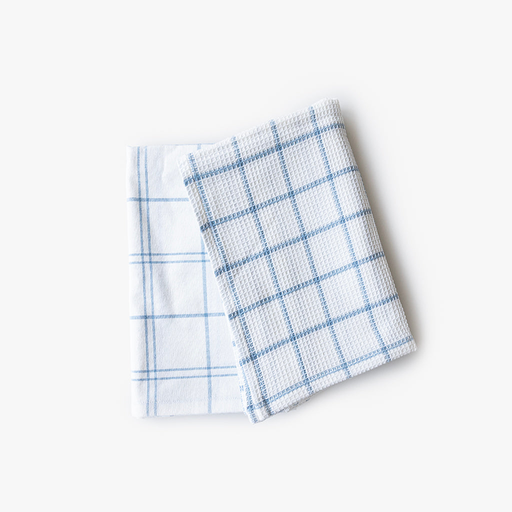 Conjunto de dois panos de Cozinha Xadrez Azul e Branco EVERYDAY