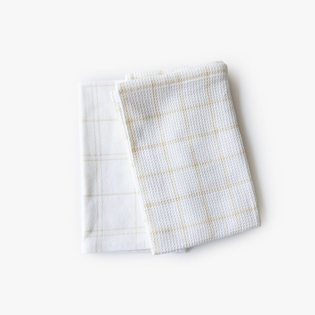 Conjunto de dois panos de Cozinha Xadrez Bege e Branco EVERYDAY