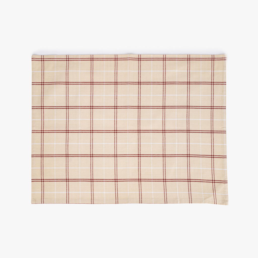 Conjunto de dois panos de Cozinha Xadrez Bege, Bordeaux e Branco CHECKS