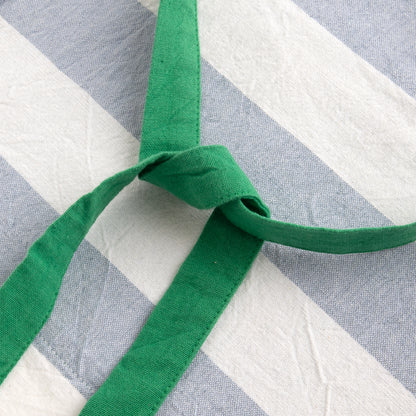 Avental de Algodão Riscas Azul com bolso Verde TÂNGER