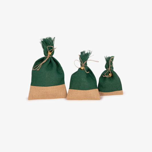 Lot de 3 sacs en jute vert COZY