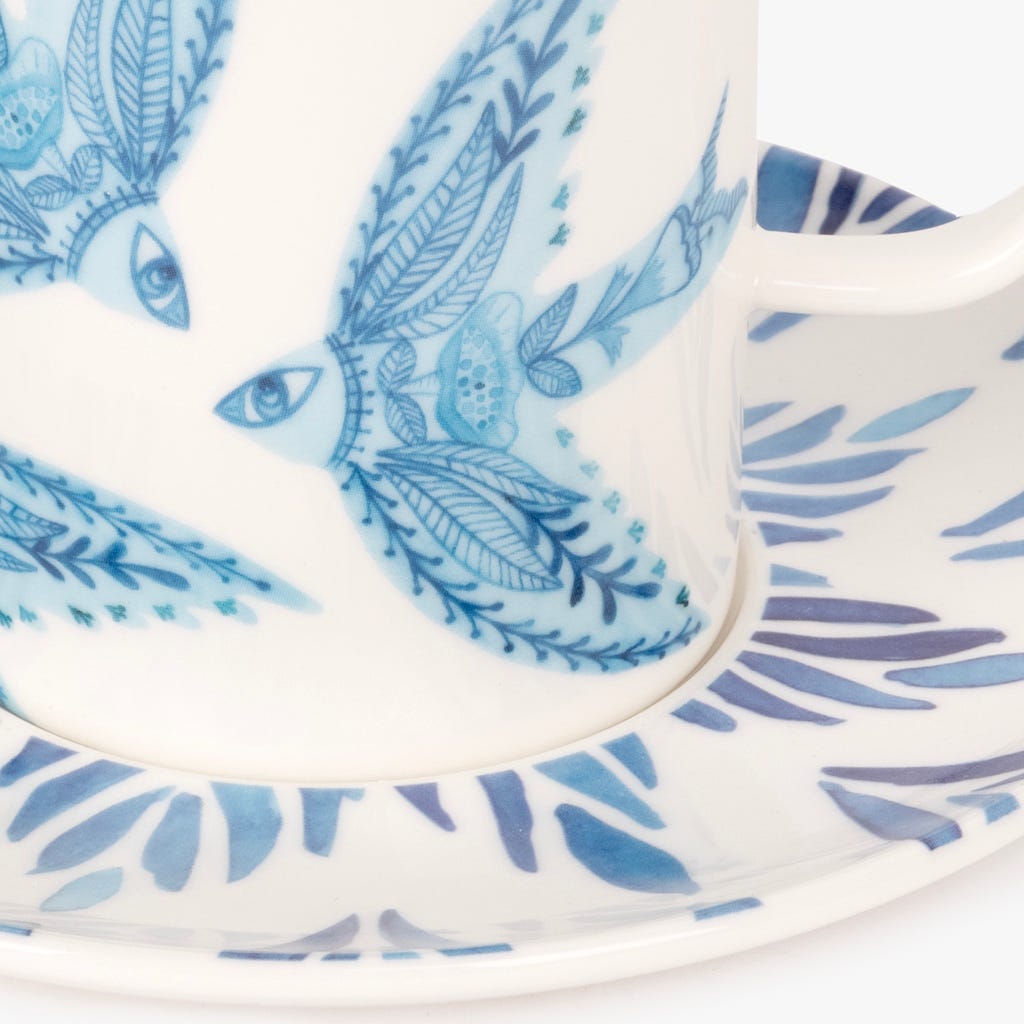 2 chávenas de chá BLUE BIRD - Gato Preto