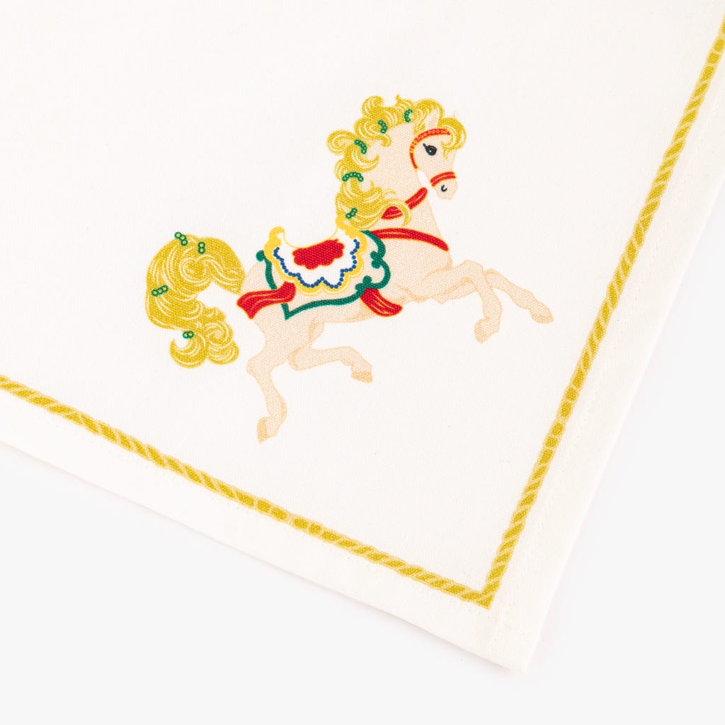 2 Guardanapos de algodão ilustrações 45x45cm CARROSSEL - Gato Preto