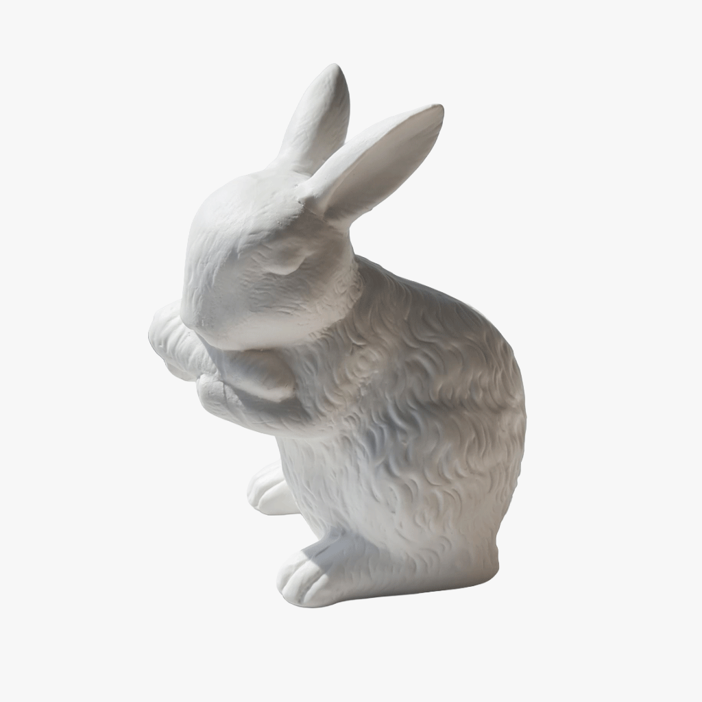Coelho Decorativo em Cerâmica Branca com com luz (artigo sortido)