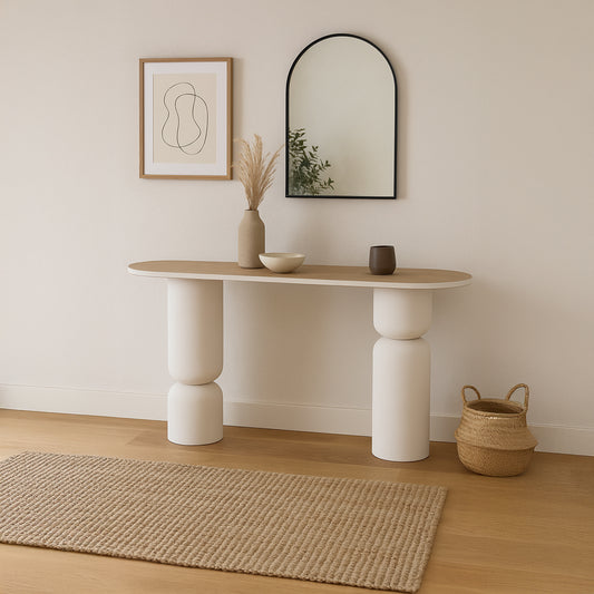 Consola Branca com Madeira 150x45 ZENA