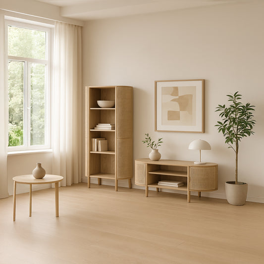 Estante de Madeira e Rattan ZUMA