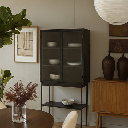 Armoire 2 portes noir 80x45x150 cm FUKUI