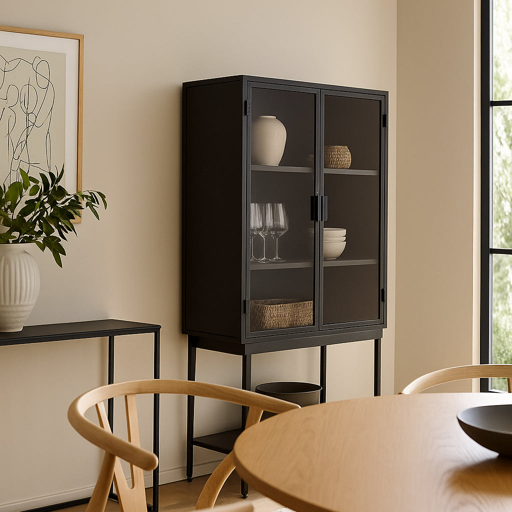 Armoire 2 portes noir 80x45x150 cm FUKUI