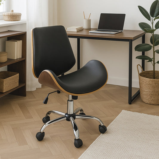 Chaise de bureau noire avec structure en bois 52x58,5x98 NORDIS