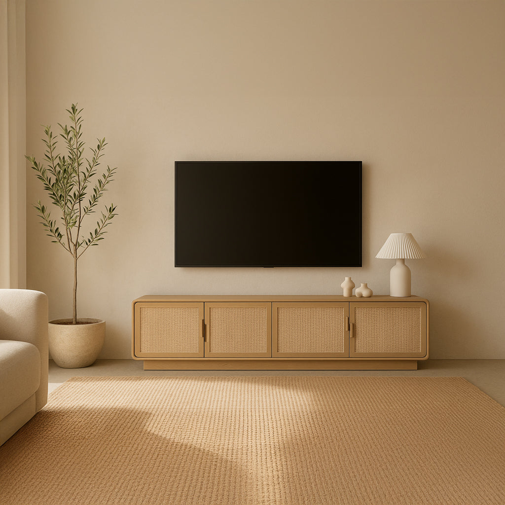 Móvel de Televisão Cuatro Puertas Madera y Rattan VEREDA