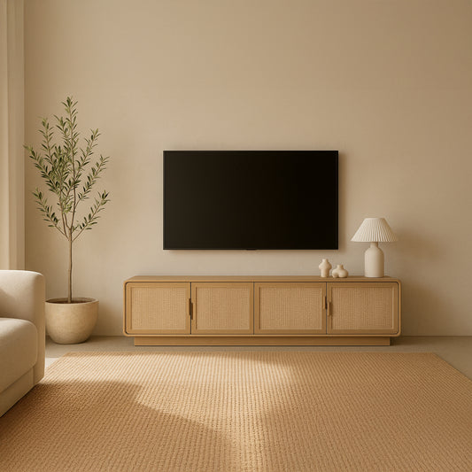 Móvel de Televisão Cuatro Puertas Madera y Rattan VEREDA