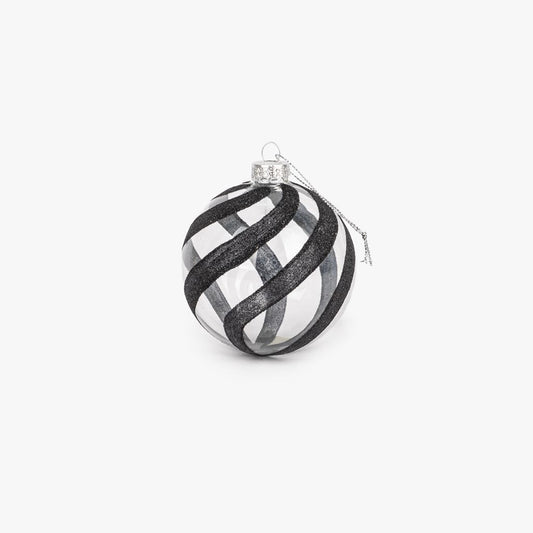 Boule de verre noire à vagues 8cm KITSCH
