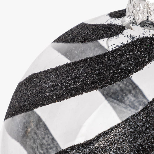 Boule de verre noire à vagues 8cm KITSCH