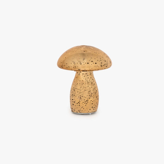 Cogumelo Vidro Dourado LED 17cm NEW BRIGHT