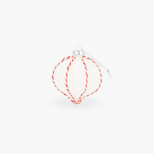 Boule de verre blanche et rouge 8cm COZY