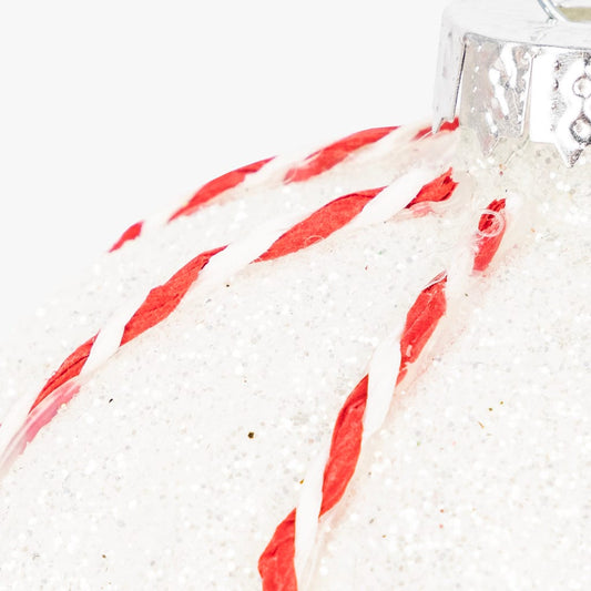 Boule de verre blanche et rouge 8cm COZY
