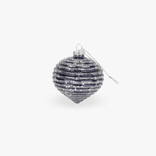 Boule de verre noire et argentée 8cm NEW BRIGHT