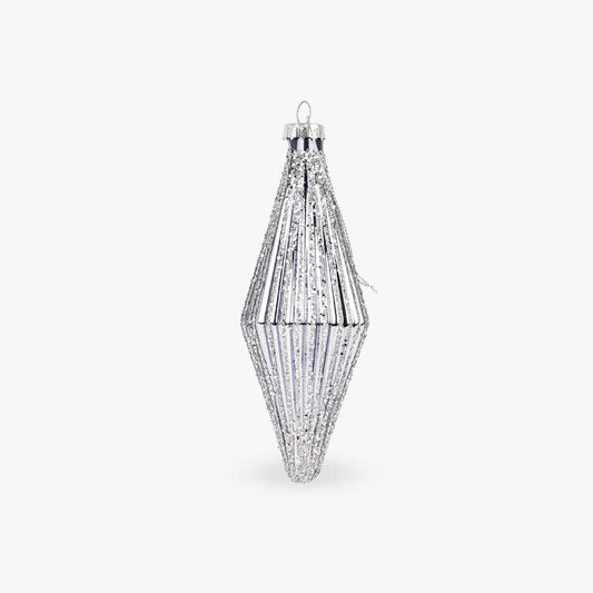 Boule de verre Losango noire et argentée 14cm NEW BRIGHT