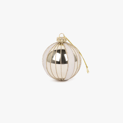 Bola de cristal a rayas doradas y blancas 8cm NEW BRIGHT