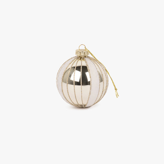 Bola de cristal a rayas doradas y blancas 8cm NEW BRIGHT