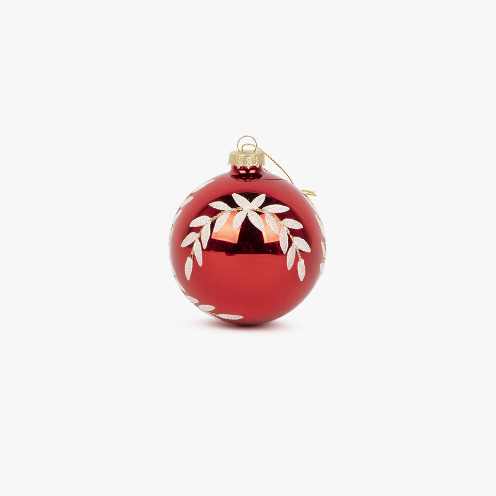 Boule en verre à branches rouges 8cm COZY