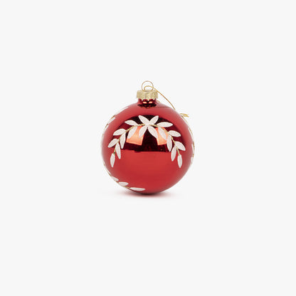 Boule en verre à branches rouges 8cm COZY
