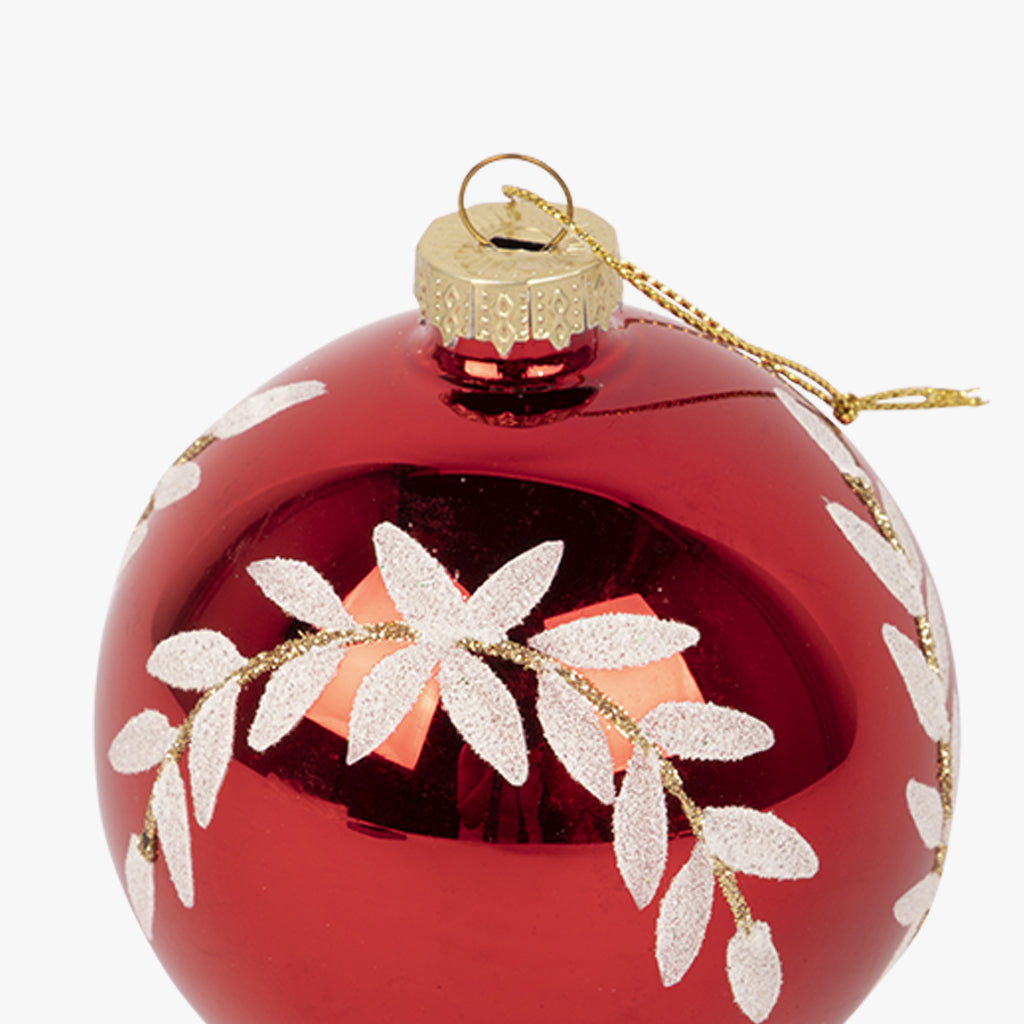 Boule en verre à branches rouges 8cm COZY