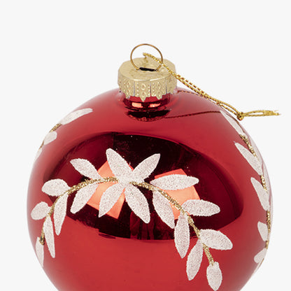 Boule en verre à branches rouges 8cm COZY
