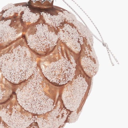 Pomme de pin marron avec neige 6cm COZY