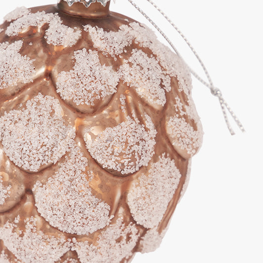 Pomme de pin marron avec neige 6cm COZY