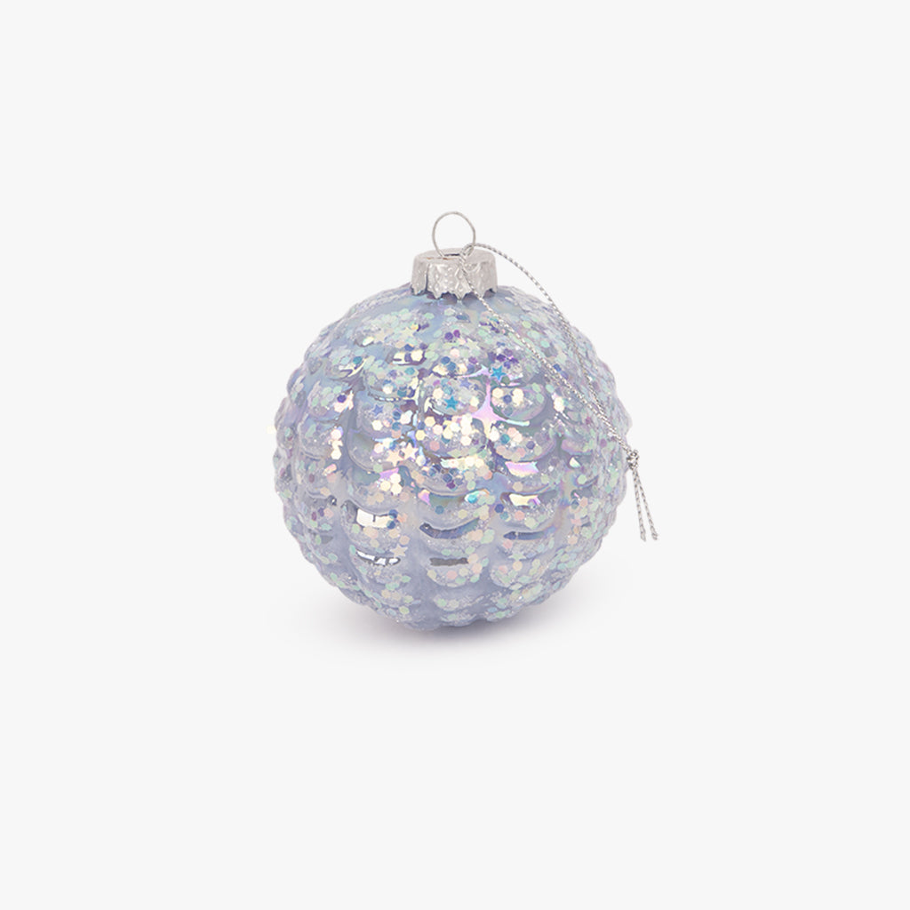 Bola Vidro Escamas Azul 8cm NEW BRIGHT
