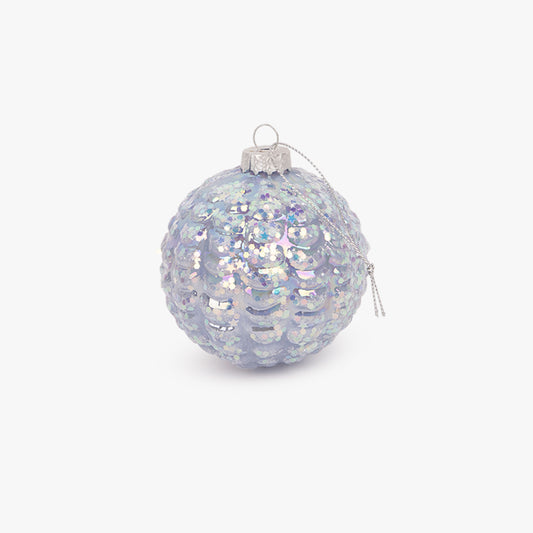 Boule de verre écailles bleues 8cm NEW BRIGHT