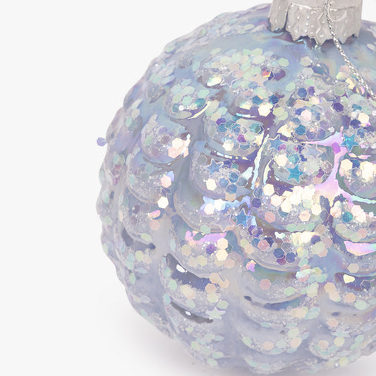 Boule de verre écailles bleues 8cm NEW BRIGHT