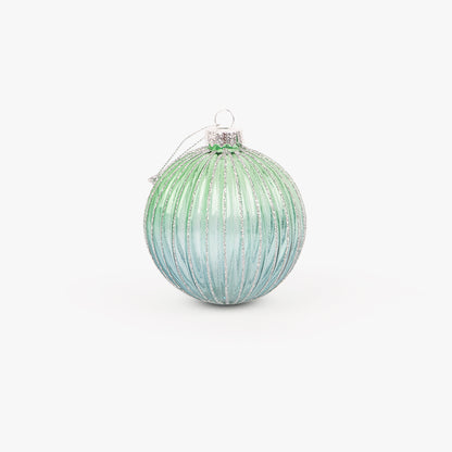 Boule en verre rayée verte 8cm NEW BRIGHT