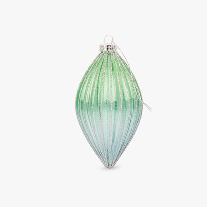 Boule en verre à larmes vertes 7cm NEW BRIGHT
