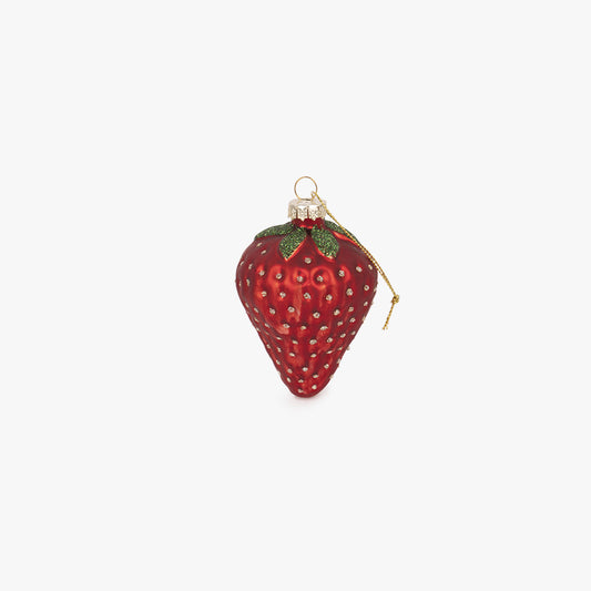 Ornement en verre rouge fraise 5cm KITSCH