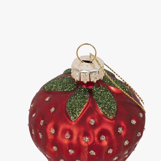 Ornement en verre rouge fraise 5cm KITSCH