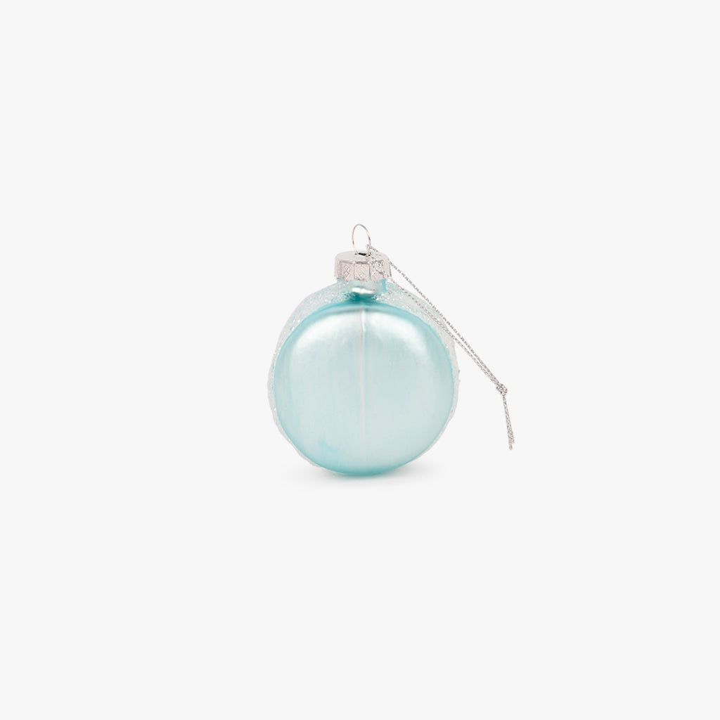 Ornement en verre Macaron bleu 6cm KITSCH