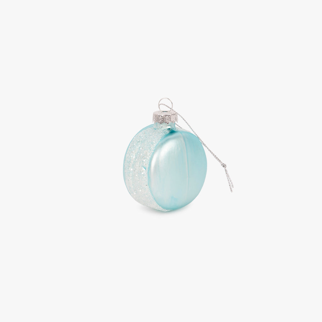 Ornement en verre Macaron bleu 6cm KITSCH