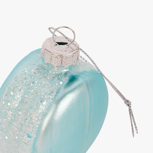 Ornement en verre Macaron bleu 6cm KITSCH