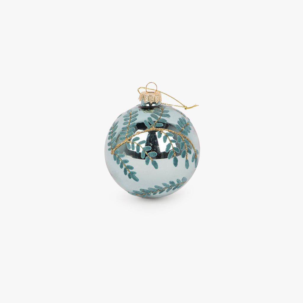 Bola Vidro Ramo Azul 8cm COZY
