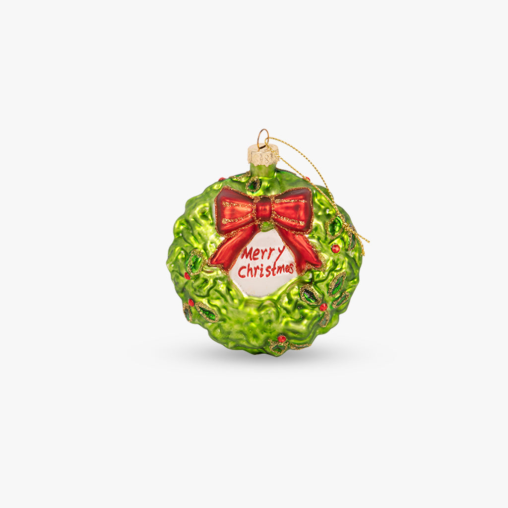 Couronne verte ornement en verre 9cm COZY