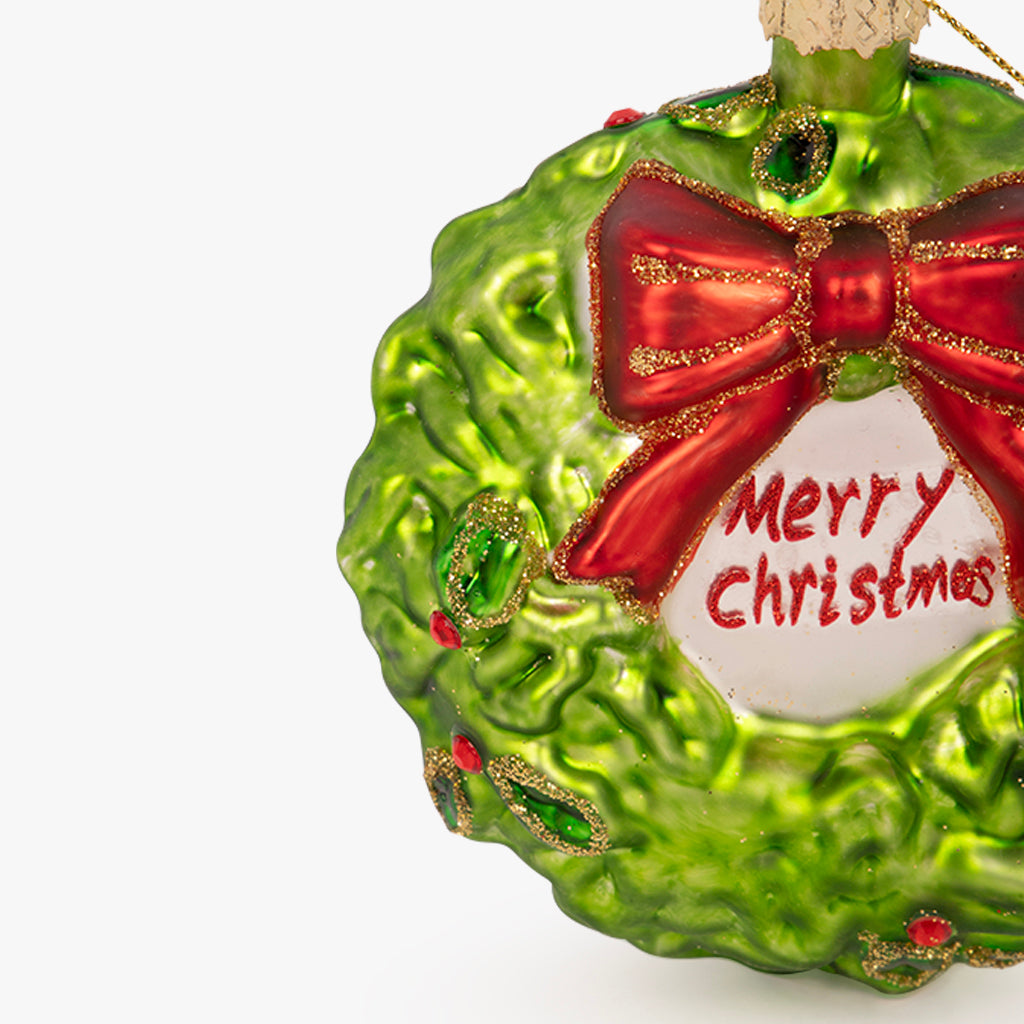 Couronne verte ornement en verre 9cm COZY
