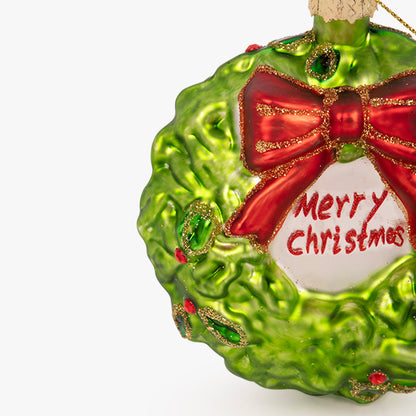 Couronne verte ornement en verre 9cm COZY